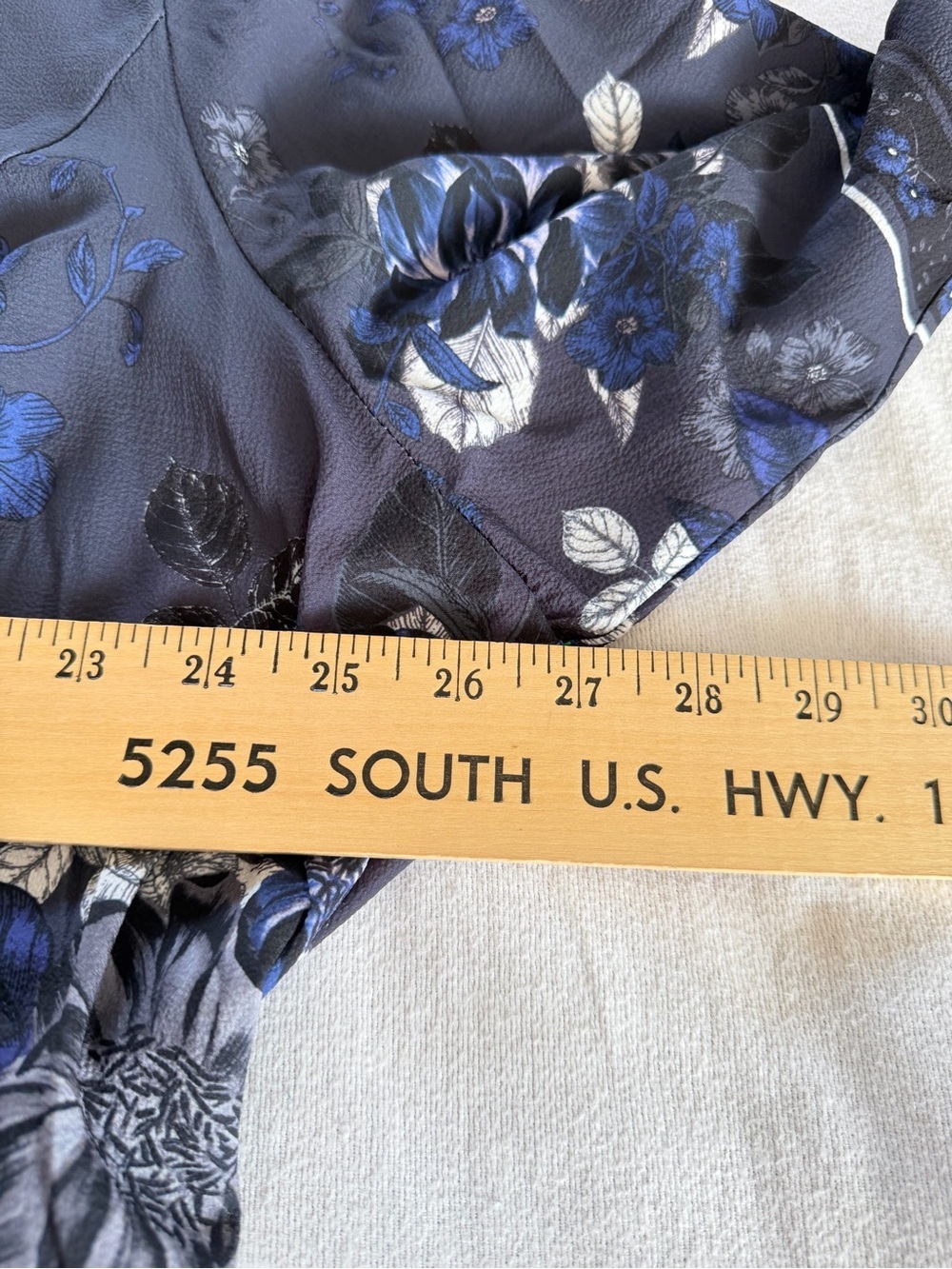 City Chic Floral‎ Blouse XXL Blue Gray Boho Whimsigoth Flowy Bell Sleeve Top - Picture 10 of 12
